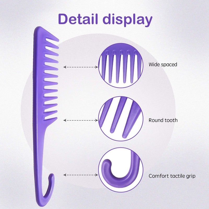 Wapodeai Wide Tooth Comb Detangling Hair Brush, Premium Care Handgrip Comb, Apply to For Curly, Wet, Dry, Thick Hair Etc. (Purple) - Image 3